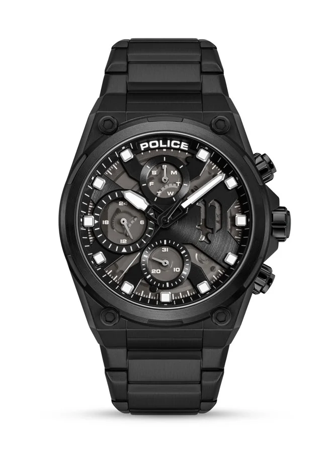 بوليس Men's Airflow Men's 43mm Multifunction Watch with Black Plate & 316L Stainless Steel Bracelet