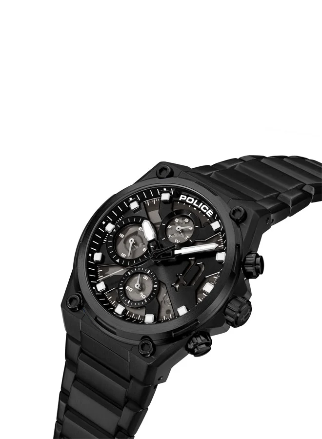 بوليس Men's Airflow Men's 43mm Multifunction Watch with Black Plate & 316L Stainless Steel Bracelet