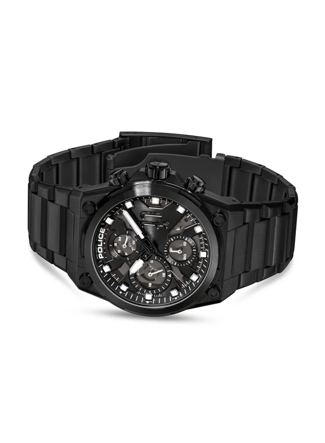 POLICE Men's Men's Airflow Men's 43mm Multifunction Watch with Black Plate & 316L Stainless Steel Bracelet
