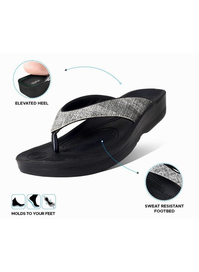 AEROTHOTIC Women's Orthotic Comfort Thong Sandal And Flip Flops With Arch Support For Comfortable Walk 8 Mellow Black - Image 4