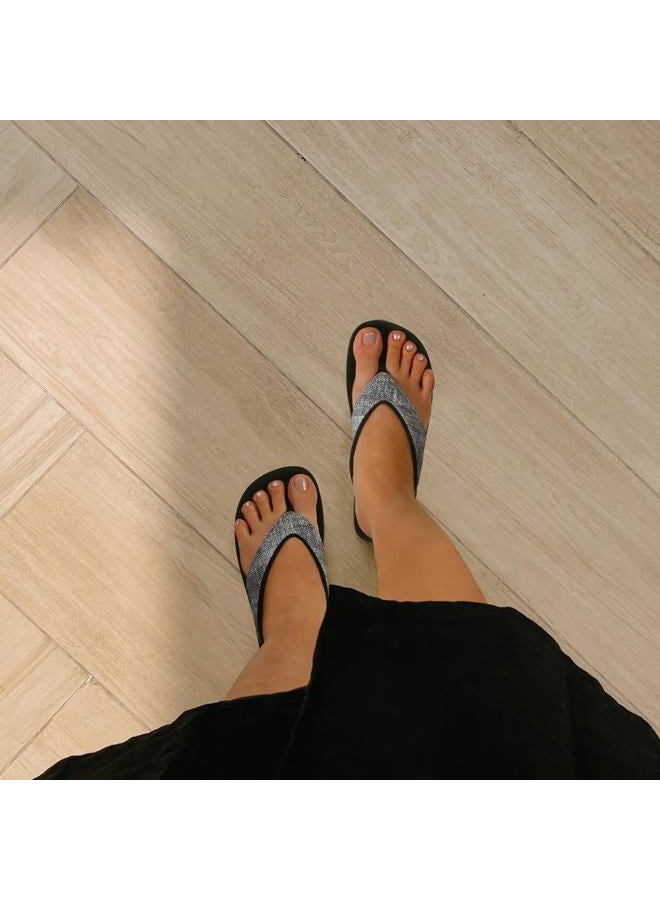 AEROTHOTIC Women's Orthotic Comfort Thong Sandal And Flip Flops With Arch Support For Comfortable Walk 8 Mellow Black - Image 2