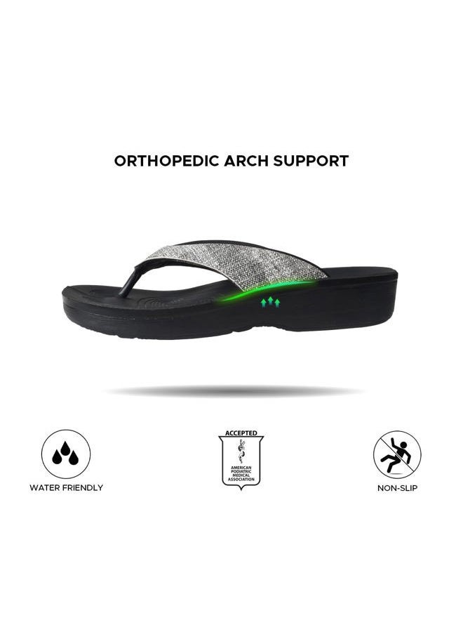 AEROTHOTIC Women's Orthotic Comfort Thong Sandal And Flip Flops With Arch Support For Comfortable Walk 8 Mellow Black - Image 5