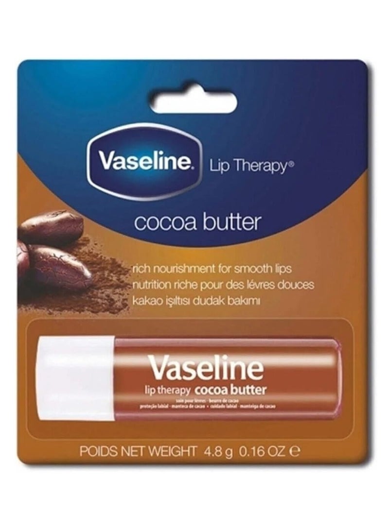 فازلين مرطب شفاه ليب ثيرابي لمعالجة الشفاه بخلاصة زبدة الكاكاو من فازلين، 4.8 جرام - Image 1