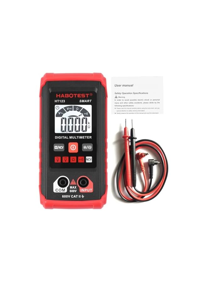 HABOTEST HABOTEST HT123 Digital Multimeter Auto Range Multi-meter 2,000 Counts True RMS Measuring AC/DC Voltage Resistance NCV Test with LCD Backlight Flashlight Data Hold - Image 2
