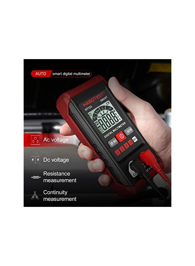 HABOTEST HABOTEST HT123 Digital Multimeter Auto Range Multi-meter 2,000 Counts True RMS Measuring AC/DC Voltage Resistance NCV Test with LCD Backlight Flashlight Data Hold - Image 3