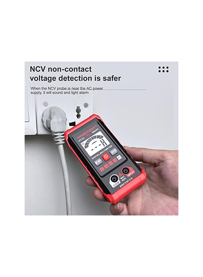 HABOTEST HABOTEST HT123 Digital Multimeter Auto Range Multi-meter 2,000 Counts True RMS Measuring AC/DC Voltage Resistance NCV Test with LCD Backlight Flashlight Data Hold - Image 4