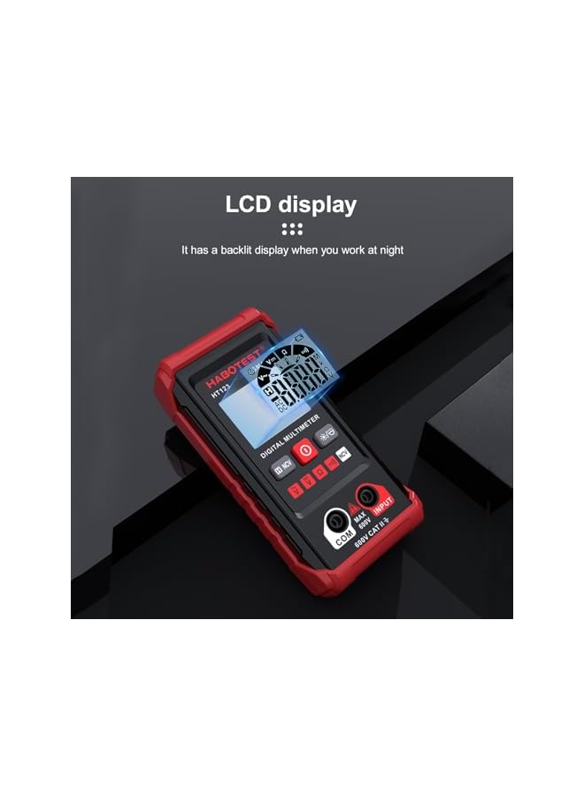 HABOTEST HABOTEST HT123 Digital Multimeter Auto Range Multi-meter 2,000 Counts True RMS Measuring AC/DC Voltage Resistance NCV Test with LCD Backlight Flashlight Data Hold - Image 5