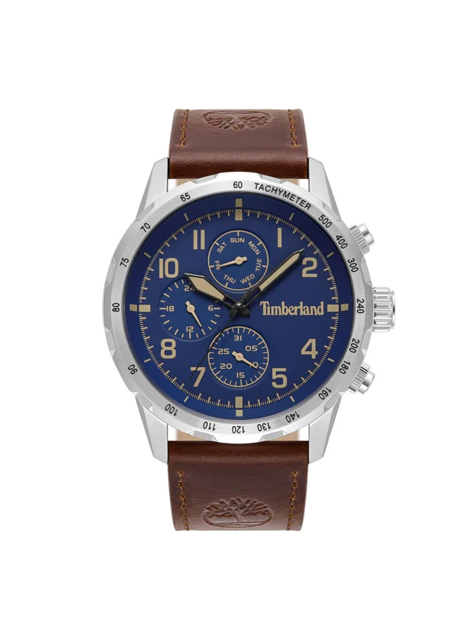 Timberland Campton 44 mm Men's Multifunction Watch Blue  Dial  & Brown Leather Strap