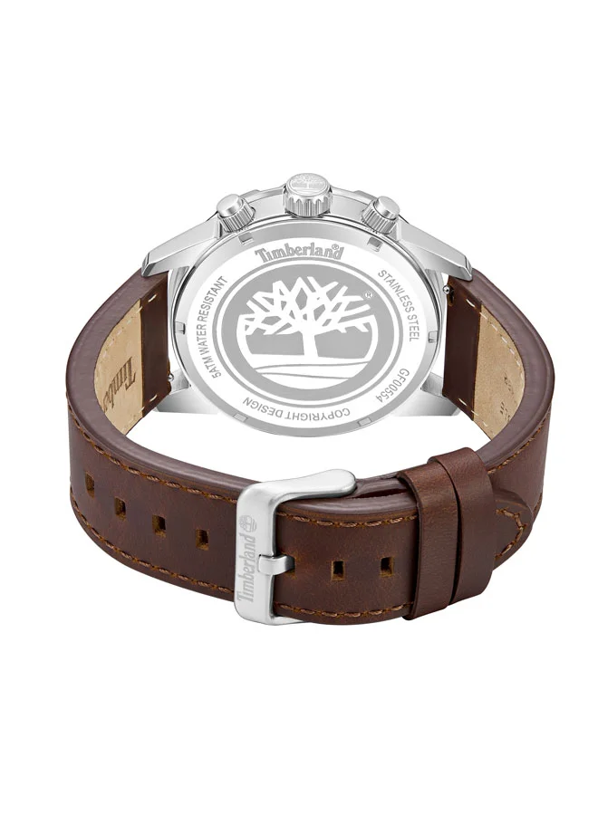 Timberland Men's Campton 44 mm Men's Multifunction Watch Blue  Dial  & Brown Leather Strap