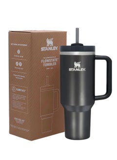 Stanley Quencher H2.0 FlowState Vacuum Insulated Tumbler – 40oz Black Stainless Steel Travel Mug with Leakproof Lid & Reusable Straw – Double-Walled, Durable, BPA-Free – Keeps Drinks Hot for 7 Hours & Cold for 24 Hours – Eco-Friendly, Portable, Ideal for Office, Travel, or Gym Use  - Image 1