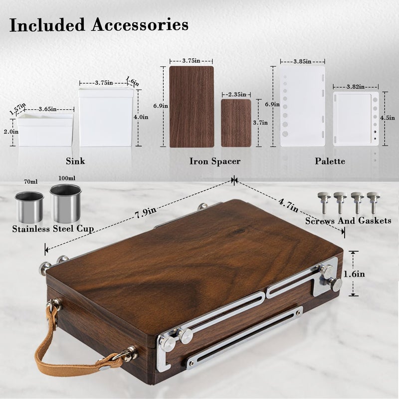 ACODE Wood Travel Watercolor Palette, Plein Air Easel Pochade Box for Art Supplies, Mini Walnut Portable Sketchbox for Painting, Handhold Tabletop Easel Storage Box, Wooden Art Box for Outdoor - Image 3