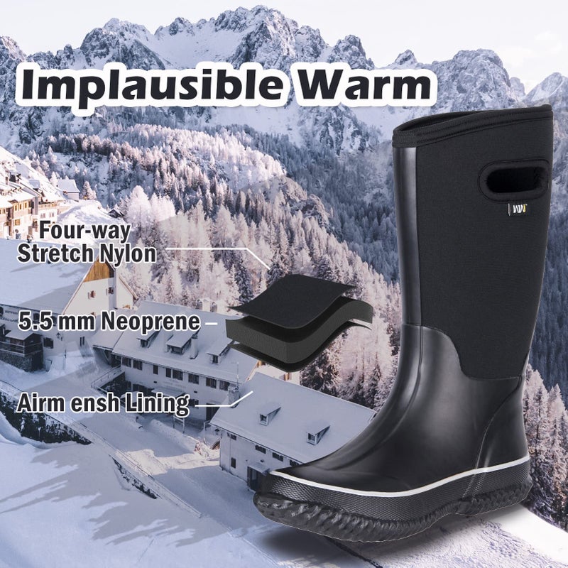 WTW Mid Calf Rain Boots for Women - Waterproof Insulated Neoprene Mud Boots Outdoor Hunting Garden Boots - Image 5