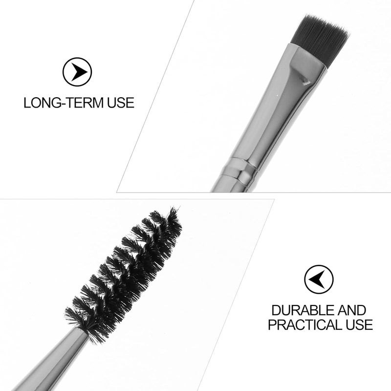 6pcs Double-ended Angled Eye Brow Brush and Lash Spoolie Set, Black, Precision Makeup Tool for Natural Eyebrows and Lash Curling, Portable Cosmetic Brushes for Daily Beauty Use - Image 3