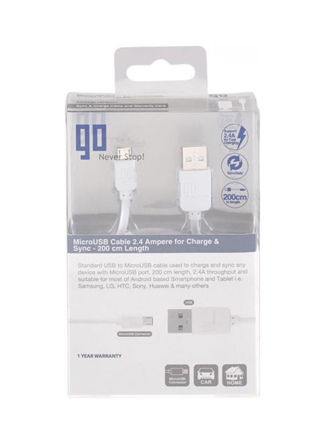 GO MicroUSB Cable 2.4 Ampere for Charge And Sync White - Image 3