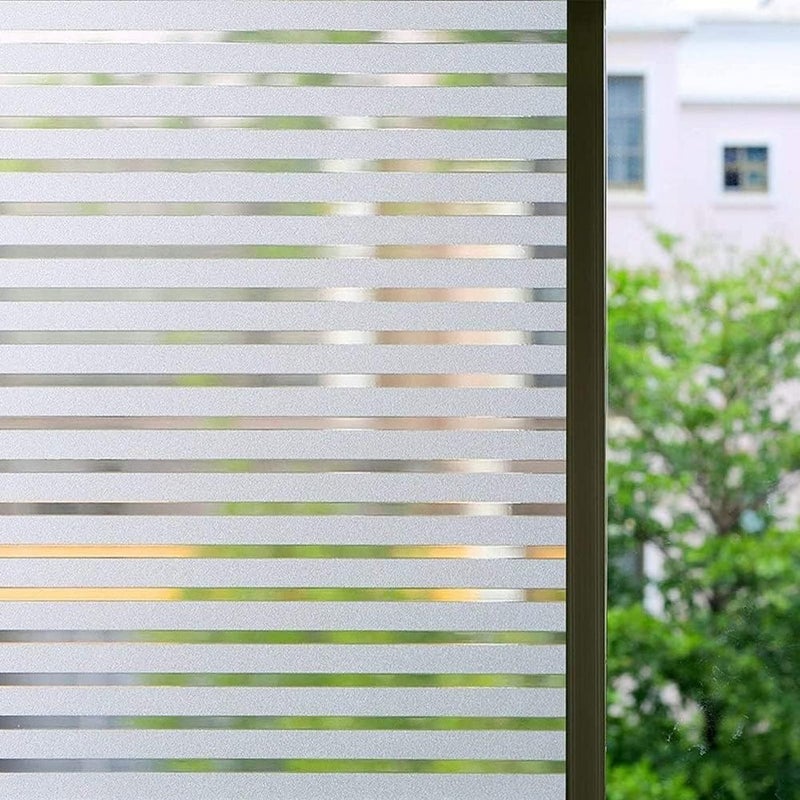 WINDOWX Love Your Window Again WINDOWX Vinyl Frosted Window Self Adhesive Privacy Glass Film for Window Glass Office Decorative Window Sticker Wallpaper Vinyl Sheet for Glass Door Bathroom Home Window Line Design 