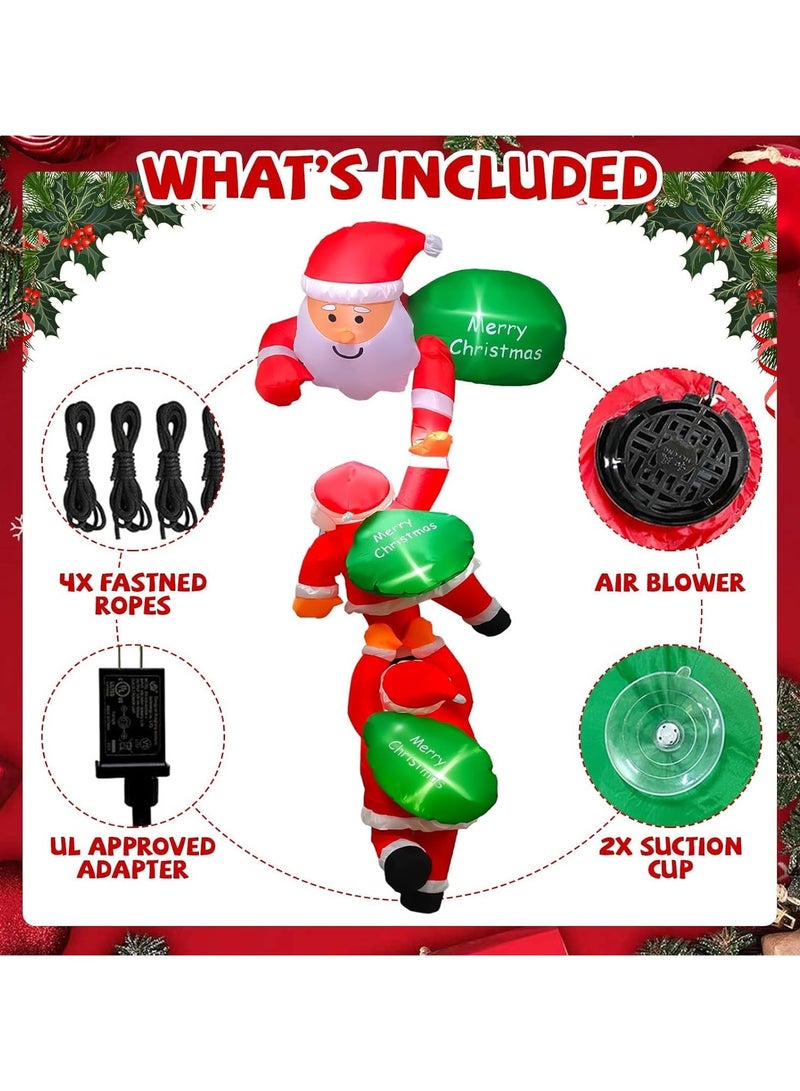 تابيت 7.9 أقدام زينة عيد الميلاد القابلة للنفخ، تسلق سانتا كلوز القابل للنفخ مع مصباح LED مدمج لحفلات عيد الميلاد في الأماكن المغلقة والمفتوحة والفناء والحديقة وديكور الحديقة - Image 3