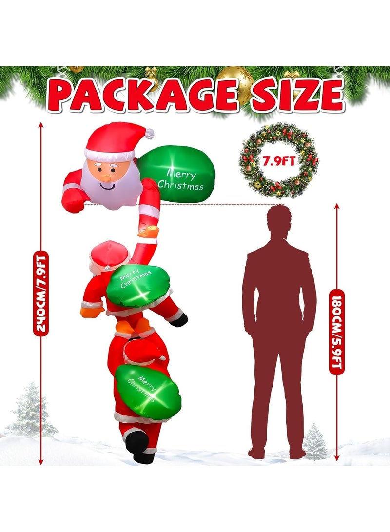تابيت 7.9 أقدام زينة عيد الميلاد القابلة للنفخ، تسلق سانتا كلوز القابل للنفخ مع مصباح LED مدمج لحفلات عيد الميلاد في الأماكن المغلقة والمفتوحة والفناء والحديقة وديكور الحديقة - Image 4