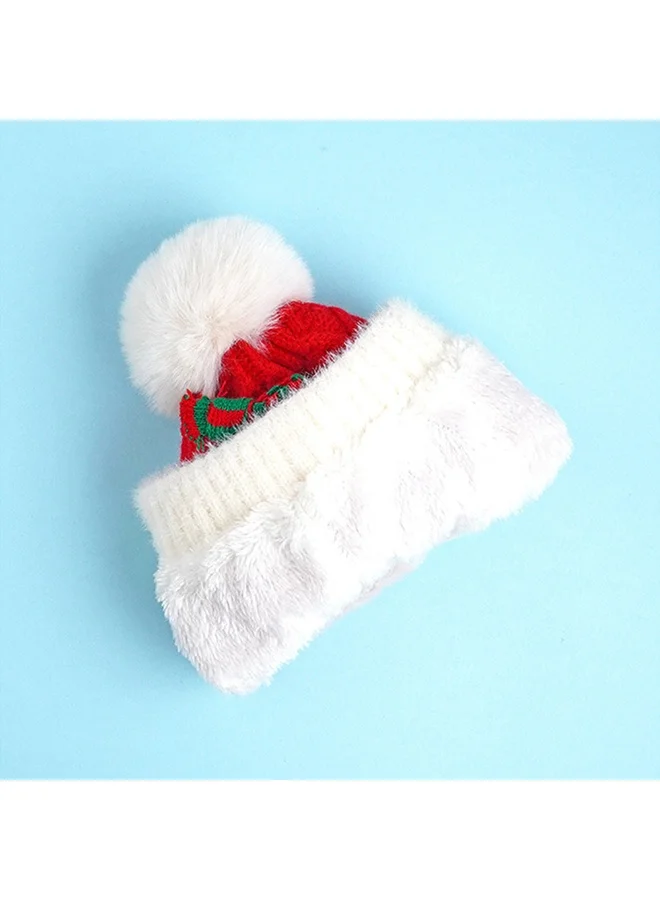 LITTLE SURPRISE BOX 2Pcs Red Reindeer Themed Winter Cap Beanie With Matching Long Style Neck Muffler For Kids