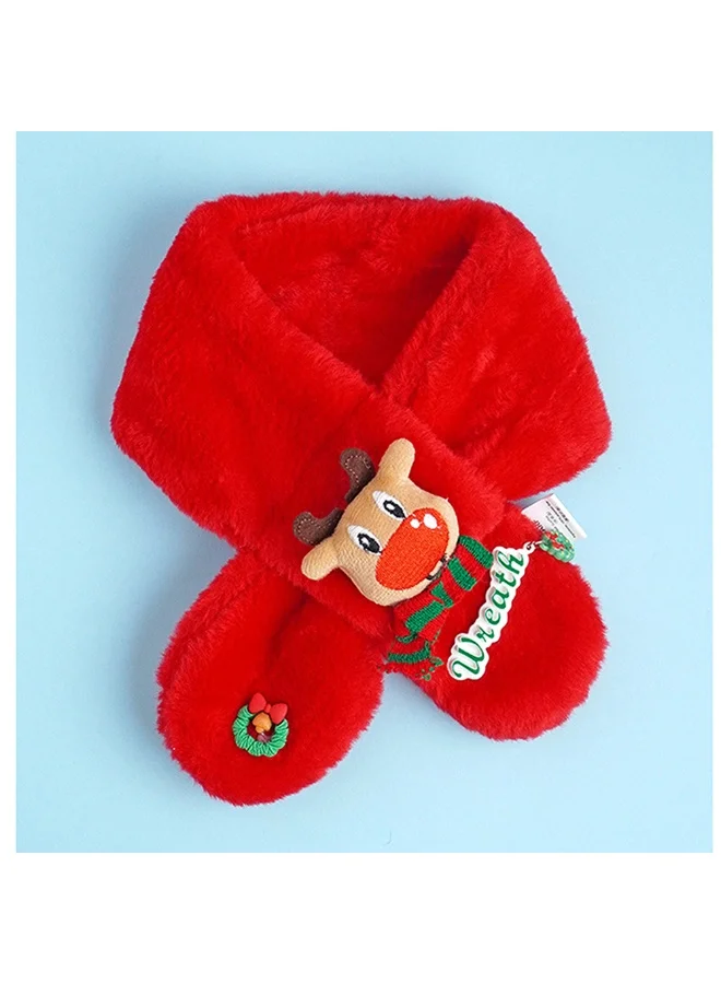 LITTLE SURPRISE BOX 2Pcs Red Reindeer Themed Winter Cap Beanie With Matching Long Style Neck Muffler For Kids