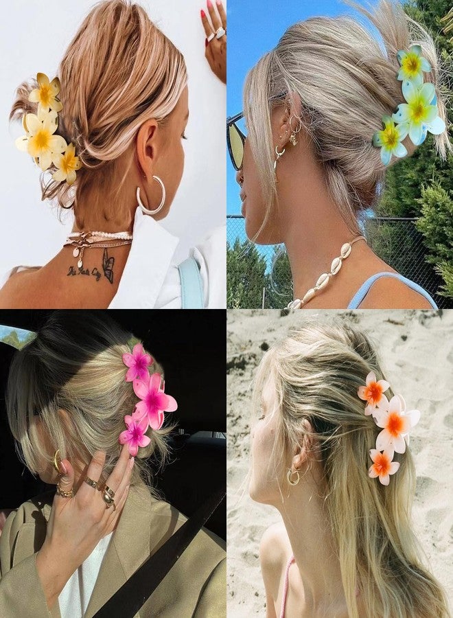 Canitor Flower Claw Clips for Women - Thick & Thin Hair Hawaiian Plumeria Flower Clip - Summer Hair Accessories - Preppy & Cute Gifts for Teen Girls - Image 3