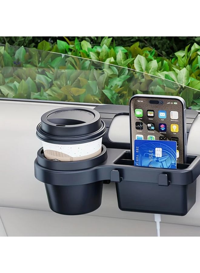 Black Car Door Organizer With Cup Holder Phone Slot And Card Pocket For Most Vehicles - Image 2