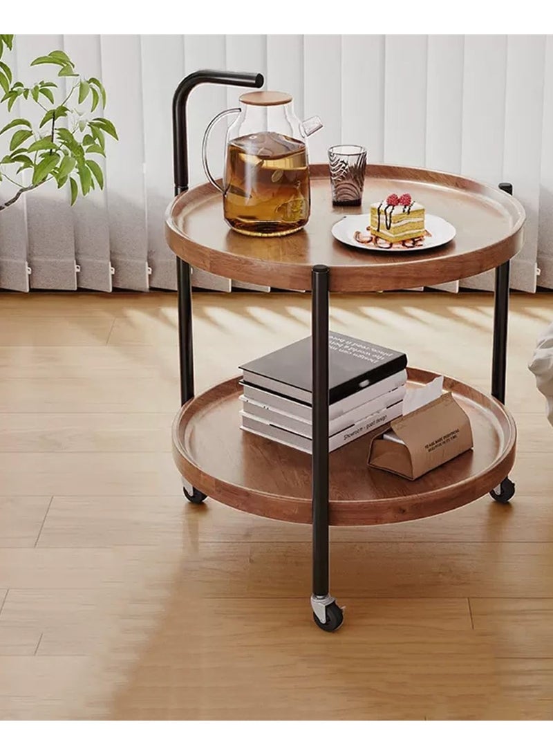 DubaiGallery 2-Tier Sofa Side Table, 360° Swivel Wood Coffee Table, Small End Table for Home Office, Living Room, Bedroom - Image 1