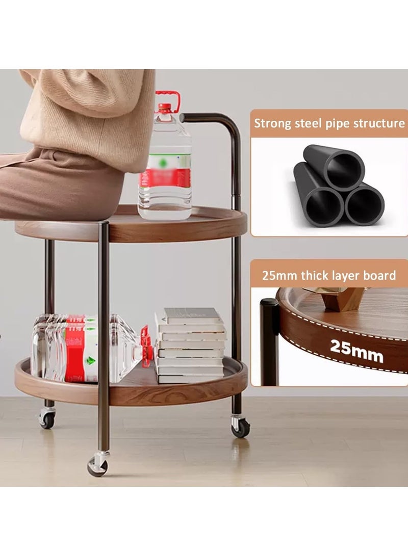 DubaiGallery 2-Tier Sofa Side Table, 360° Swivel Wood Coffee Table, Small End Table for Home Office, Living Room, Bedroom - Image 3