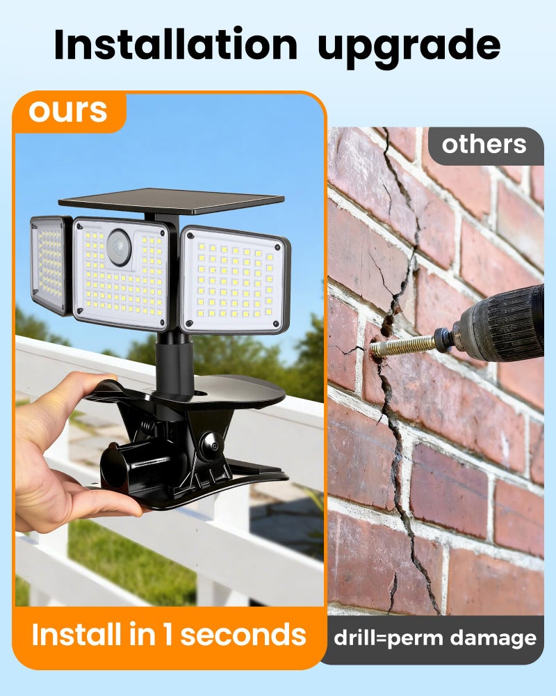 LIFENGSOLER Clip on Solar Lights for Fence, 1Second Installation Motion Sensor Security Lights with Remote Control, 270Â°Wide Angle, High Bright Solar Lights Outdoor Waterproof for Gutter Yard - Image 5