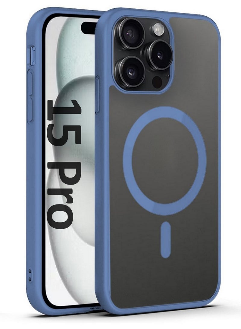 CATANES Magnetic Slim Protective Case for iPhone 15 Pro - with Wireless Charging Support - Light Blue - Image 1