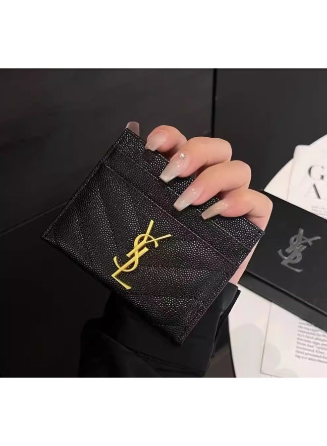 ایو سن لوران حافظة بطاقات نسائية فاخرة عالية الجودة باللون الأسود - Image 1
