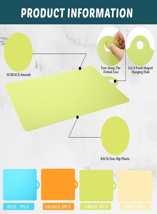 مينبلان ٢٠ قطعة من حصائر التقطيع المرنة، حصائر تقطيع بلاستيكية مانعة للانزلاق، آمنة للغسل في غسالة الأطباق، حصائر تقطيع سميكة للغاية مزودة بفتحات تعليق على شكل طعام، مناسبة للمطبخ، مقاسها حوالي ١٤ × ٩٫٤ بوصة. - Image 3