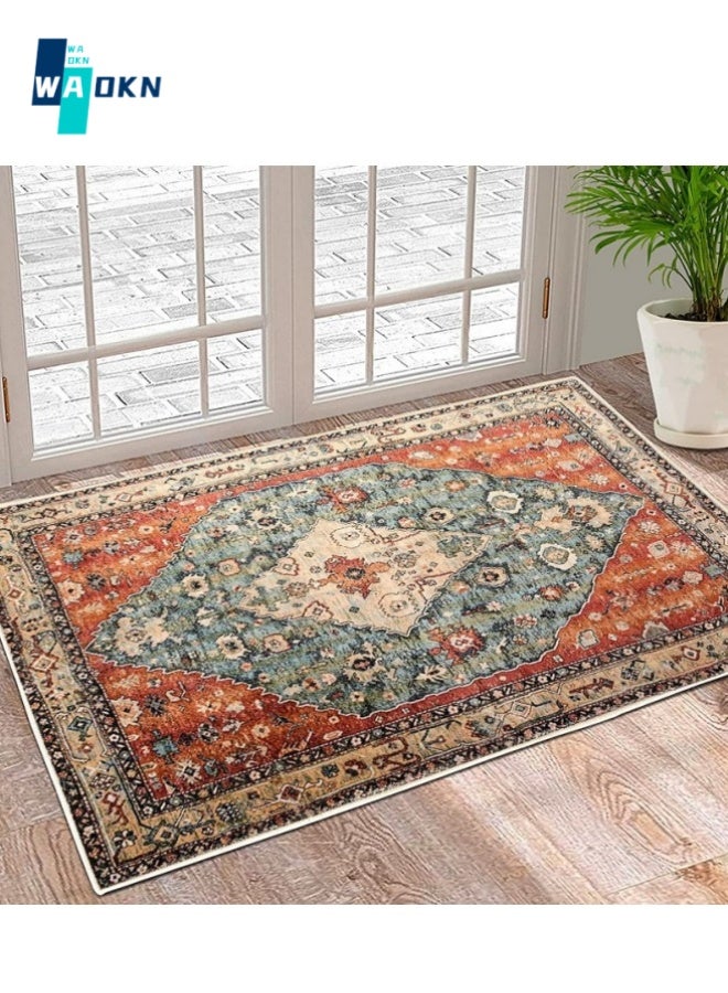 دبليو أيه أو كي أن حصيرة باب على الطراز البوهيمي ، حصيرة أرضية مدخل داخلية خارجية شديدة التحمل طوال الموسم ، مطاط طبيعي متين ، غير قابل للانزلاق ، مضاد للأوساخ ، ماص ، سهل التنظيف ، 50x80 سم - Image 3