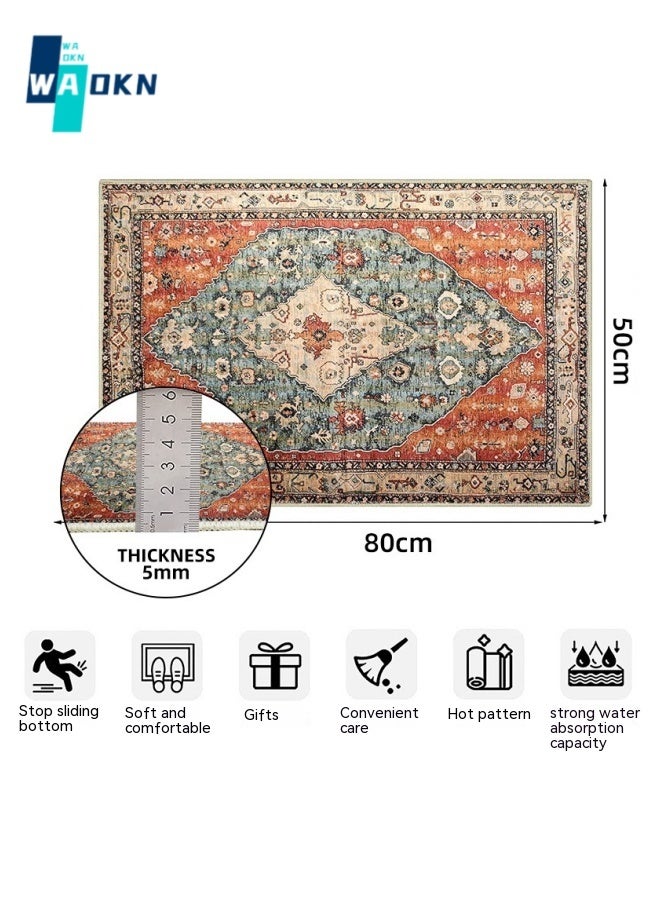 دبليو أيه أو كي أن حصيرة باب على الطراز البوهيمي ، حصيرة أرضية مدخل داخلية خارجية شديدة التحمل طوال الموسم ، مطاط طبيعي متين ، غير قابل للانزلاق ، مضاد للأوساخ ، ماص ، سهل التنظيف ، 50x80 سم - Image 4