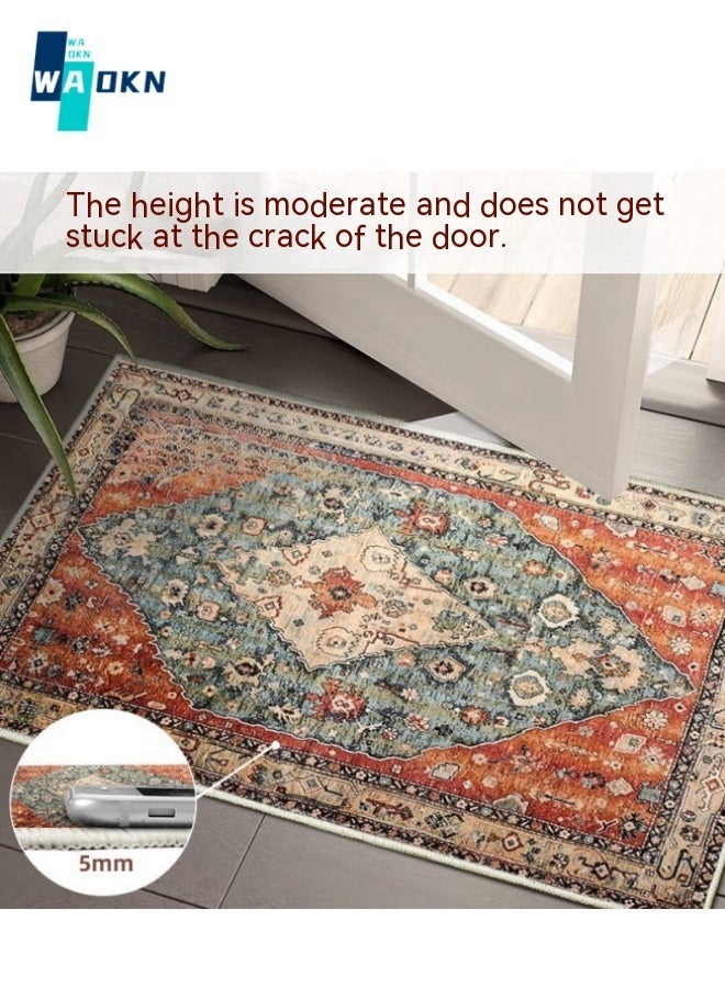 دبليو أيه أو كي أن حصيرة باب على الطراز البوهيمي ، حصيرة أرضية مدخل داخلية خارجية شديدة التحمل طوال الموسم ، مطاط طبيعي متين ، غير قابل للانزلاق ، مضاد للأوساخ ، ماص ، سهل التنظيف ، 50x80 سم - Image 2