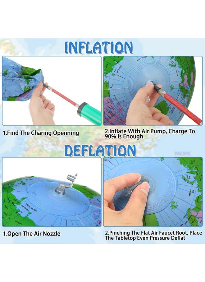 Pangda 2 Pack Inflatable Globe Blow Up World Globe Beach Ball Globe For Party Bags, Pvc Material (Blue,16 Inch)  - Image 4