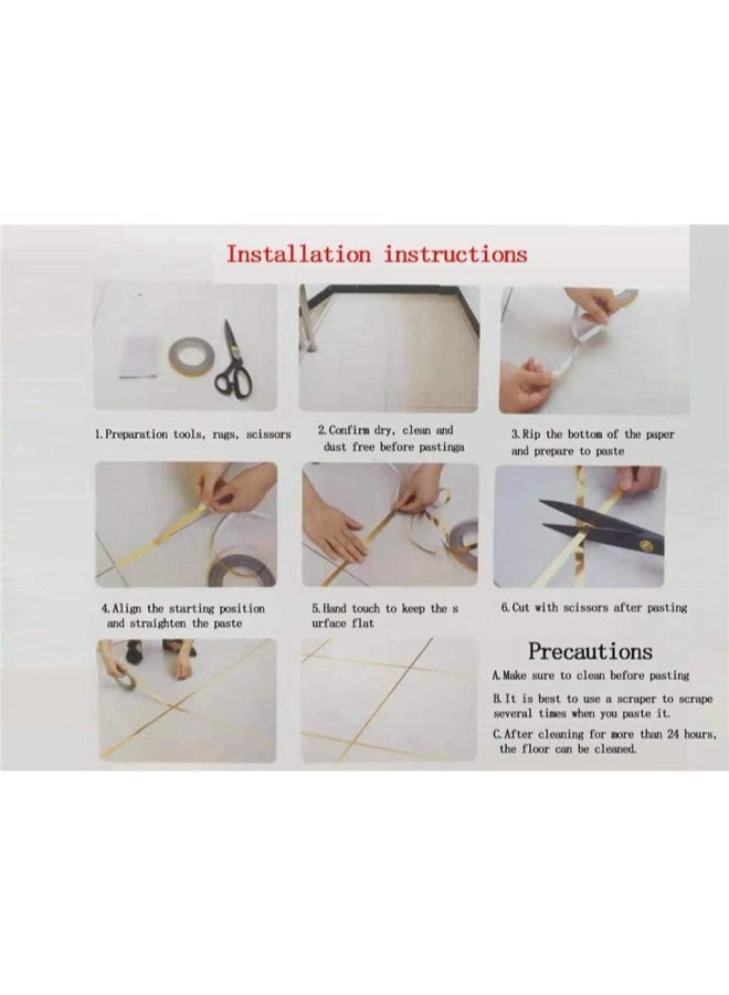 Ceramic Tile Gap Tape Self-Adhesive Ground Floor Tile Gap Sealing Tape Gold Foil Strip 50M  - Image 5