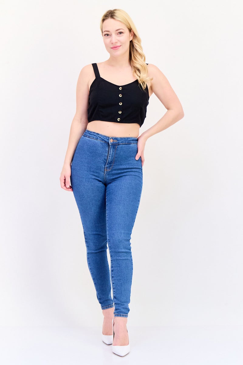 ONLY Women V-Neck Solid Tank Top, Black - Image 2