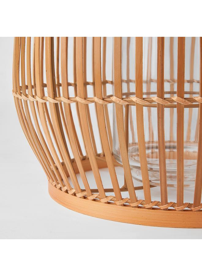 زبون فانوس شمعة كتلة، مصنوع يدويًا من الخيزران، 29 سم - Image 4