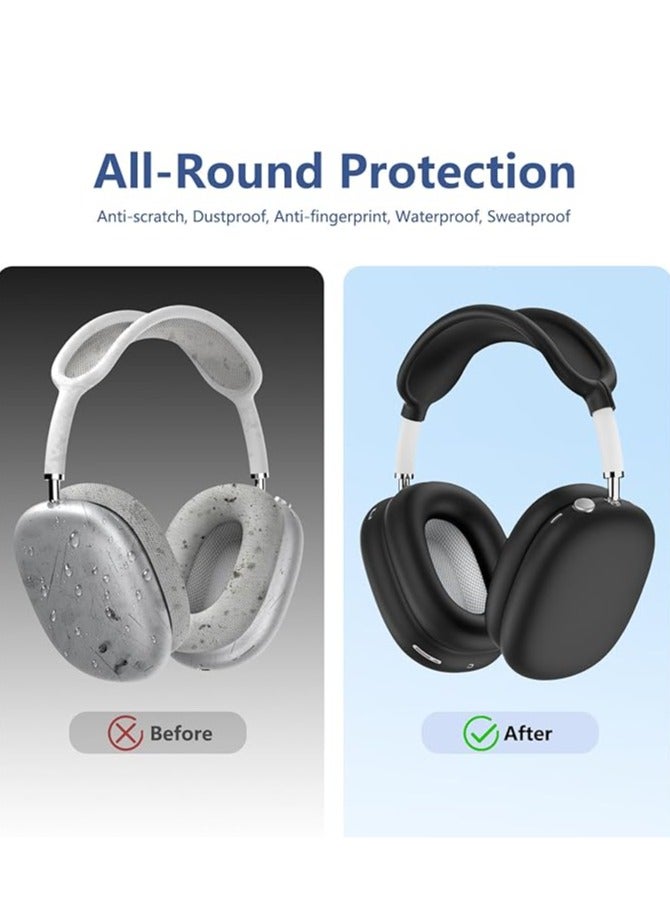 4 in-1 Clear Silicone Case Cover for AirPods Max Black  - Image 3