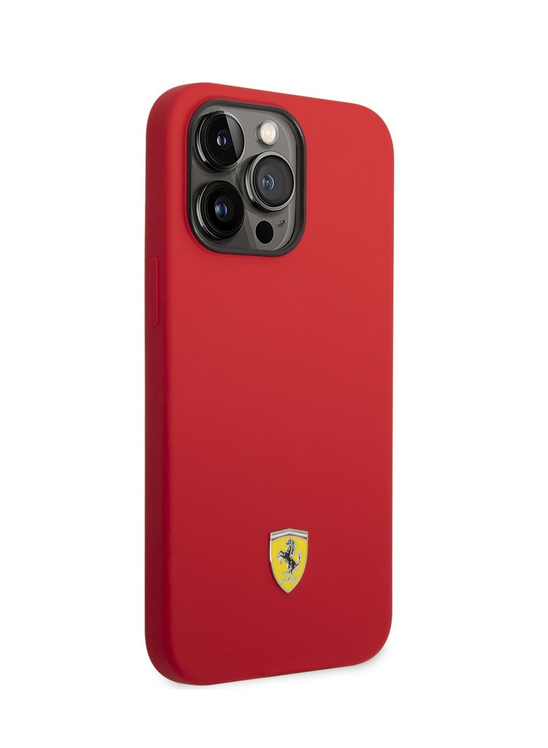 Ferrari Magsafe Silicone Metal Logo Hard Case for iPhone 14 Pro Max (6.7") - Red - Image 3