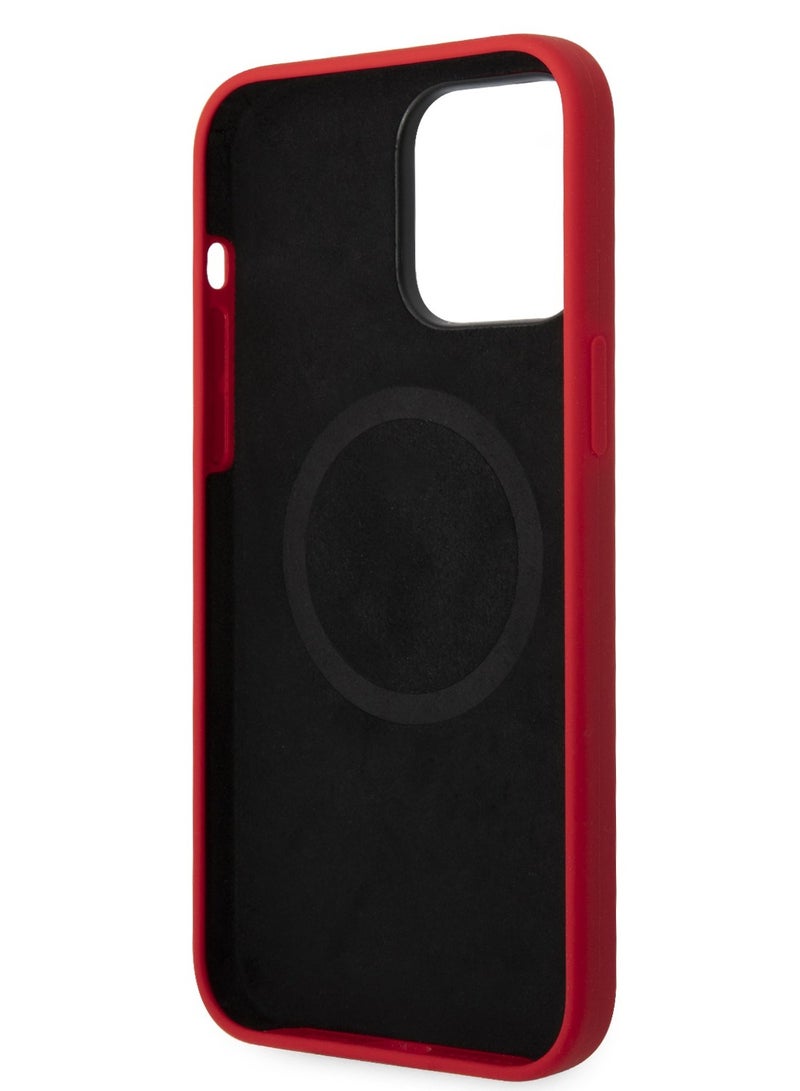 Ferrari Magsafe Silicone Metal Logo Hard Case for iPhone 14 Pro Max (6.7") - Red - Image 4