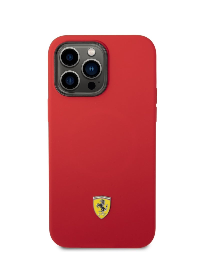 Ferrari Magsafe Silicone Metal Logo Hard Case for iPhone 14 Pro Max (6.7") - Red - Image 2