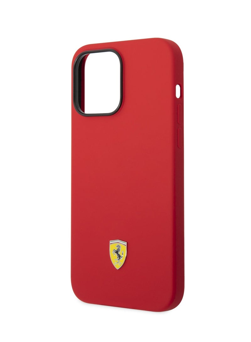 Ferrari Magsafe Silicone Metal Logo Hard Case for iPhone 14 Pro Max (6.7") - Red - Image 1