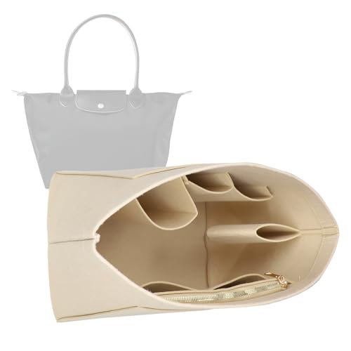 Lckaey Felt Purse Organizer Insert for Longchamp Le Pliage Neo Handbags Insert Organizer 1012BEIGE-M - Image 1