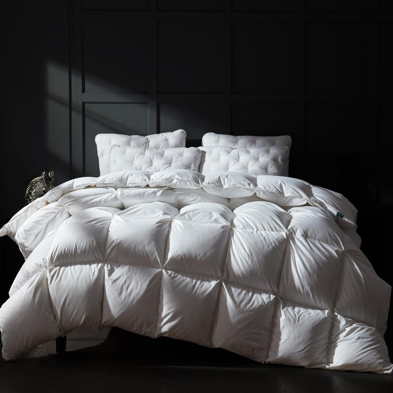 Three Geese Luxury Goose Down Comforter Queen Size UltraSoft Fluffy Duvet Insert for All Season 1800TC Cotton Blended Cover Hotel Style Bedding Comforter 90x90 inch - Image 2