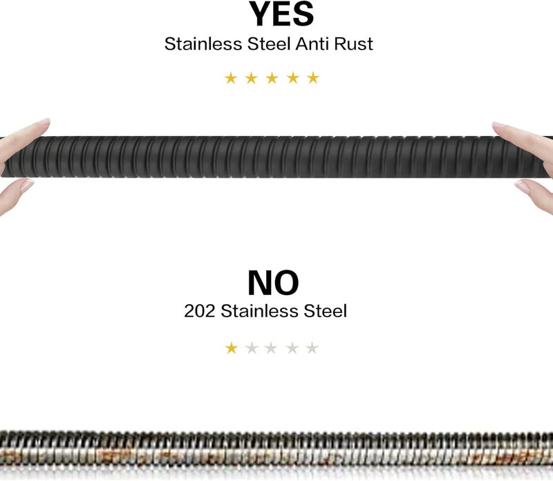RUMOSE 98 inches Shower Hose Shower Head Extension Hose Extra Long Stainless Steel Shower Tube Attachment Flexible Handheld Shower Sprayer Hose, Matte Black - Image 4