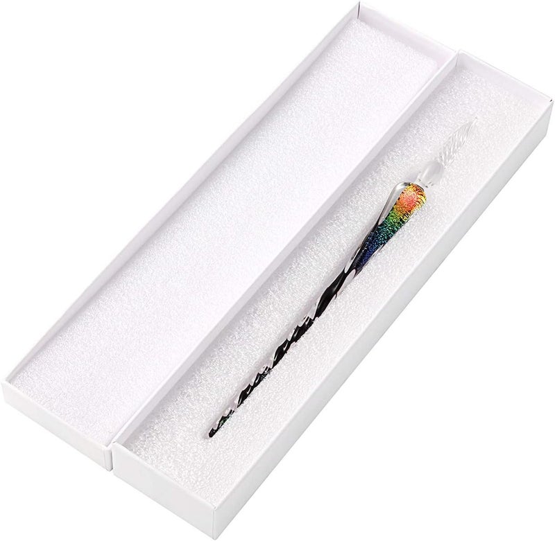 molshine Handmade Glass Dip Pen Crystal Calligraphy Pen Signature Dipped Pen for Artist Women Men Teens,Writing Drawing Decoration Gifts Rainbow - Image 4