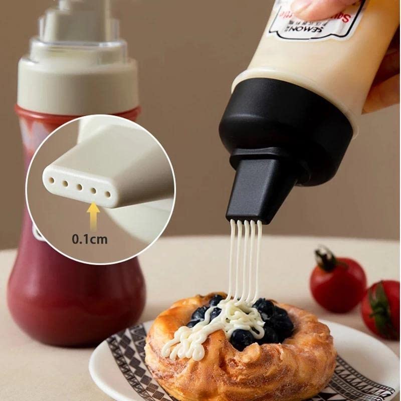 Yorten Squeeze Bottles for Sauces Refillable Condiment Porous Salad Dressing Container 5 Holes Ketchup Bottle Olive Oil Dispenser for Kitchen Use - Image 2
