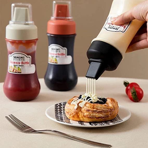 Yorten Squeeze Bottles for Sauces Refillable Condiment Porous Salad Dressing Container 5 Holes Ketchup Bottle Olive Oil Dispenser for Kitchen Use - Image 1