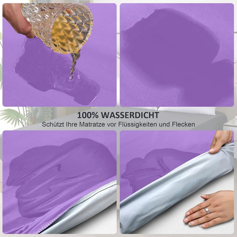 ohano Waterproof Mattress Protector 90 x 200 cm Fitted Sheet, Waterproof and Breathable Mattress Cover, Incontinence Pad, Moisture Protection, Fitted Sheet, for All Seasons, Purple - Image 2